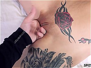 Anna gets her tattooed up labia boned and face strewn